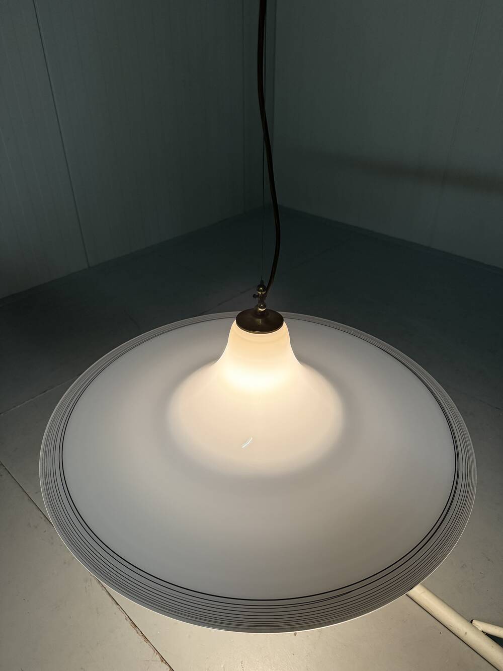 Large white glass hanging lamp by Vistosi, Italy