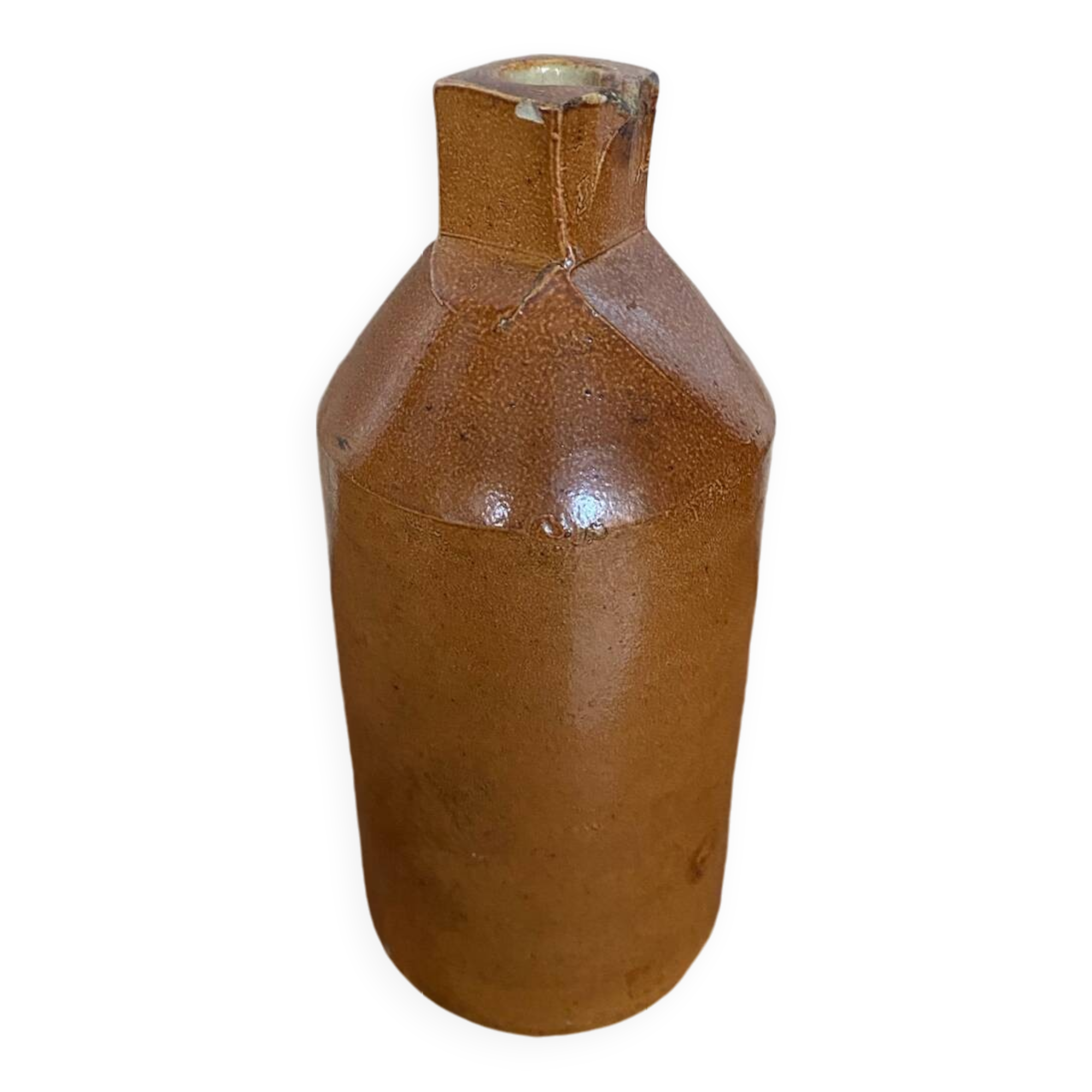 Antique Doulton Lambeth Brown Salt Stoneware Bottle Square Base 1860