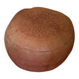 Moroccan leather pouf