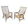 Pair of bamboo rattan armchairs