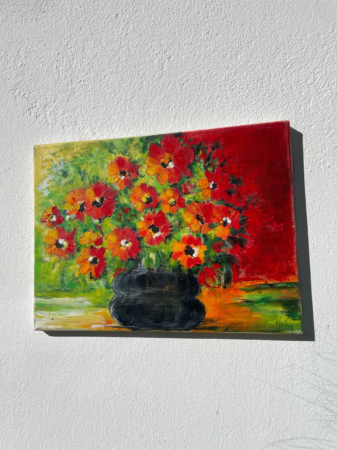 Bouquet de fleurs huile sur toile tableau