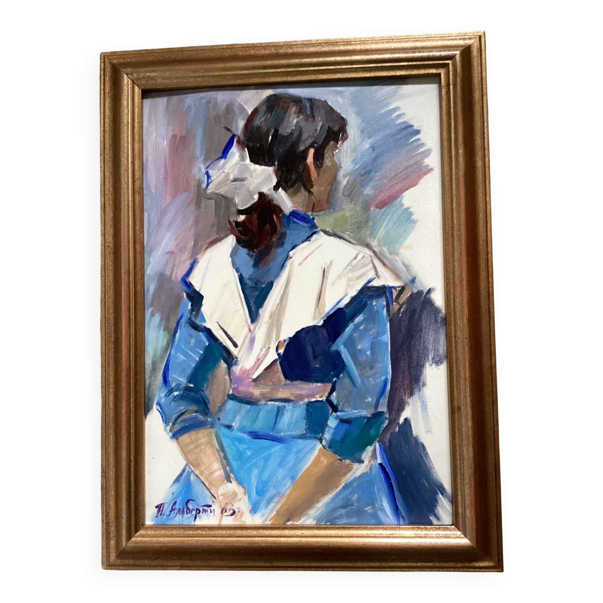 Oil painting on canvas signed dimensions: height -57cm- width -41 cm-