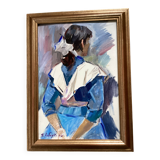 Oil painting on canvas signed dimensions: height -57cm- width -41 cm-