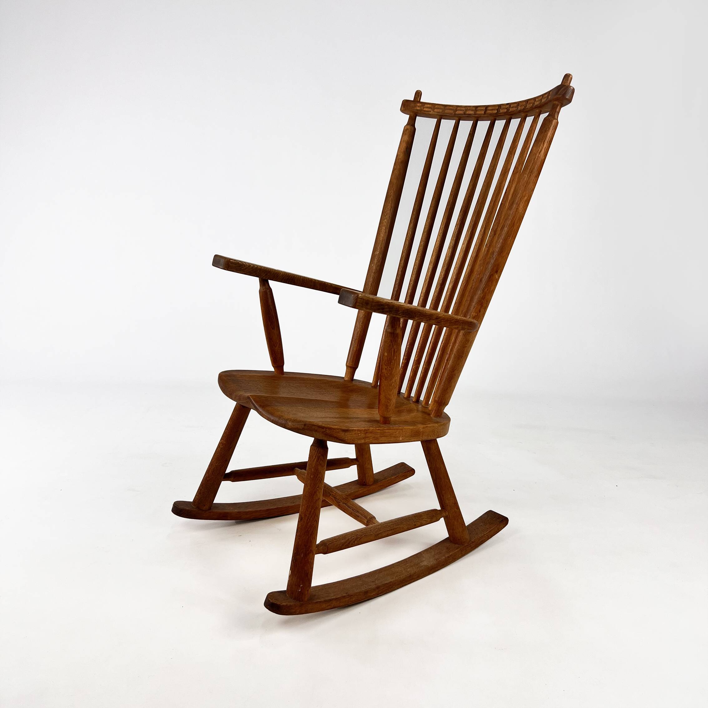 Vintage solid oak rocking chair, 1960s