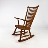 Rocking Chair vintage en chêne massif, 1960s