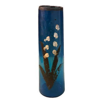 Enamel vase cylinder decor strand of lily of the valley early twentieth century