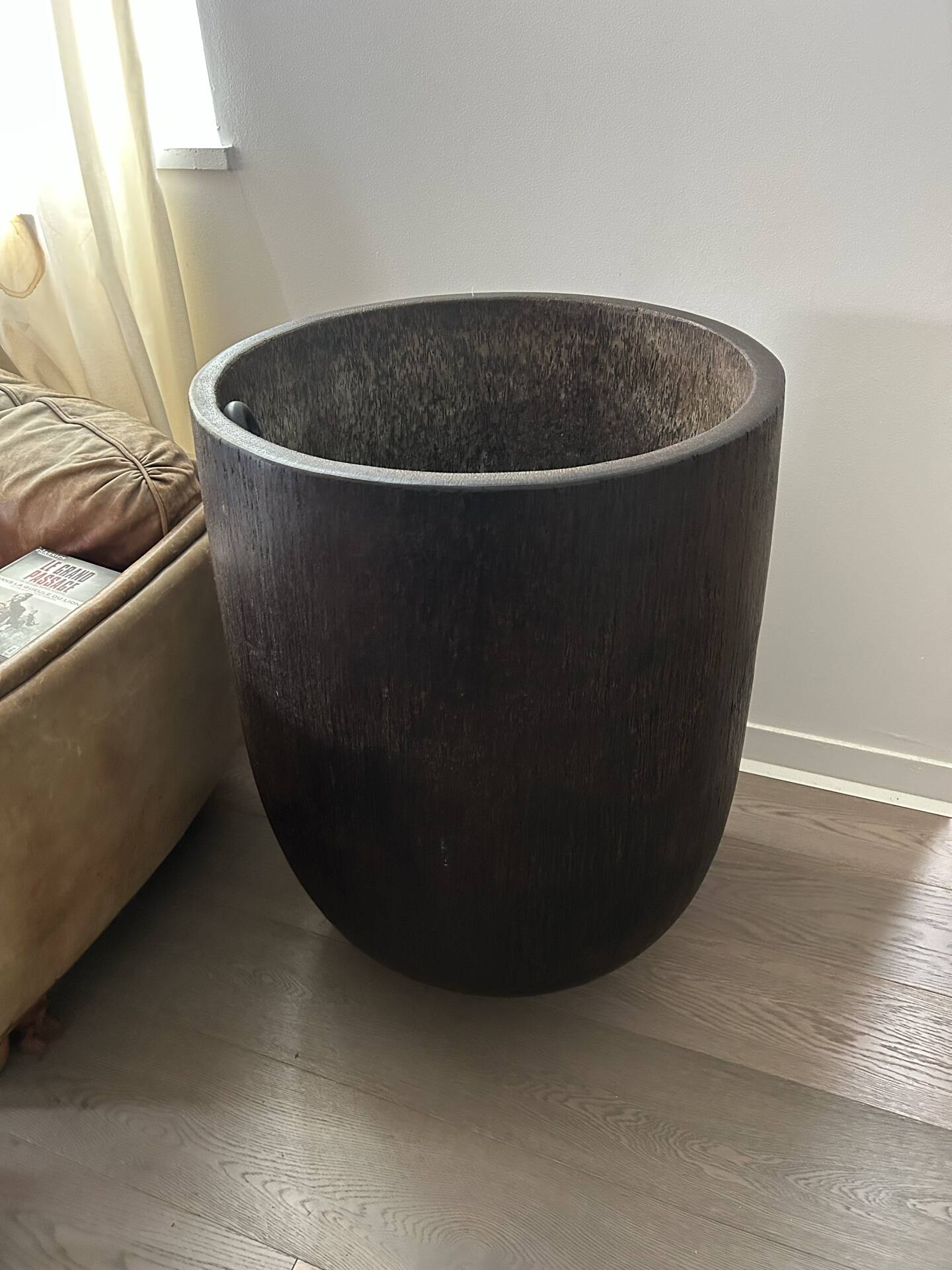 Large wooden pot
