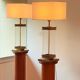 Pair of Monumental Floor Lamps in Plexiglass and Bronze, Italy, 1970s