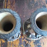 Pair of ceramic vases from China - cartridge at the base - antique work