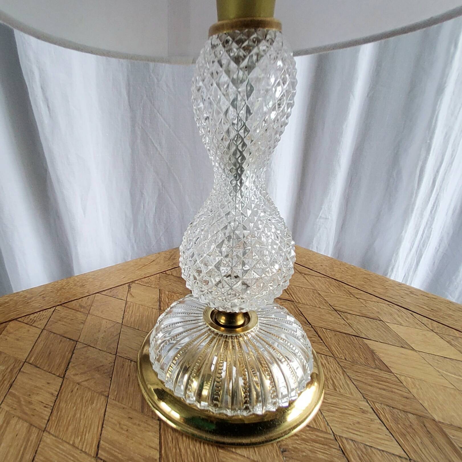 Crystal and brass lamp