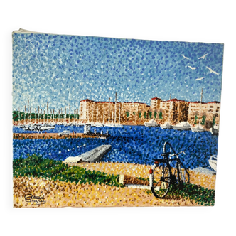 Signed pointillist painting from 2005