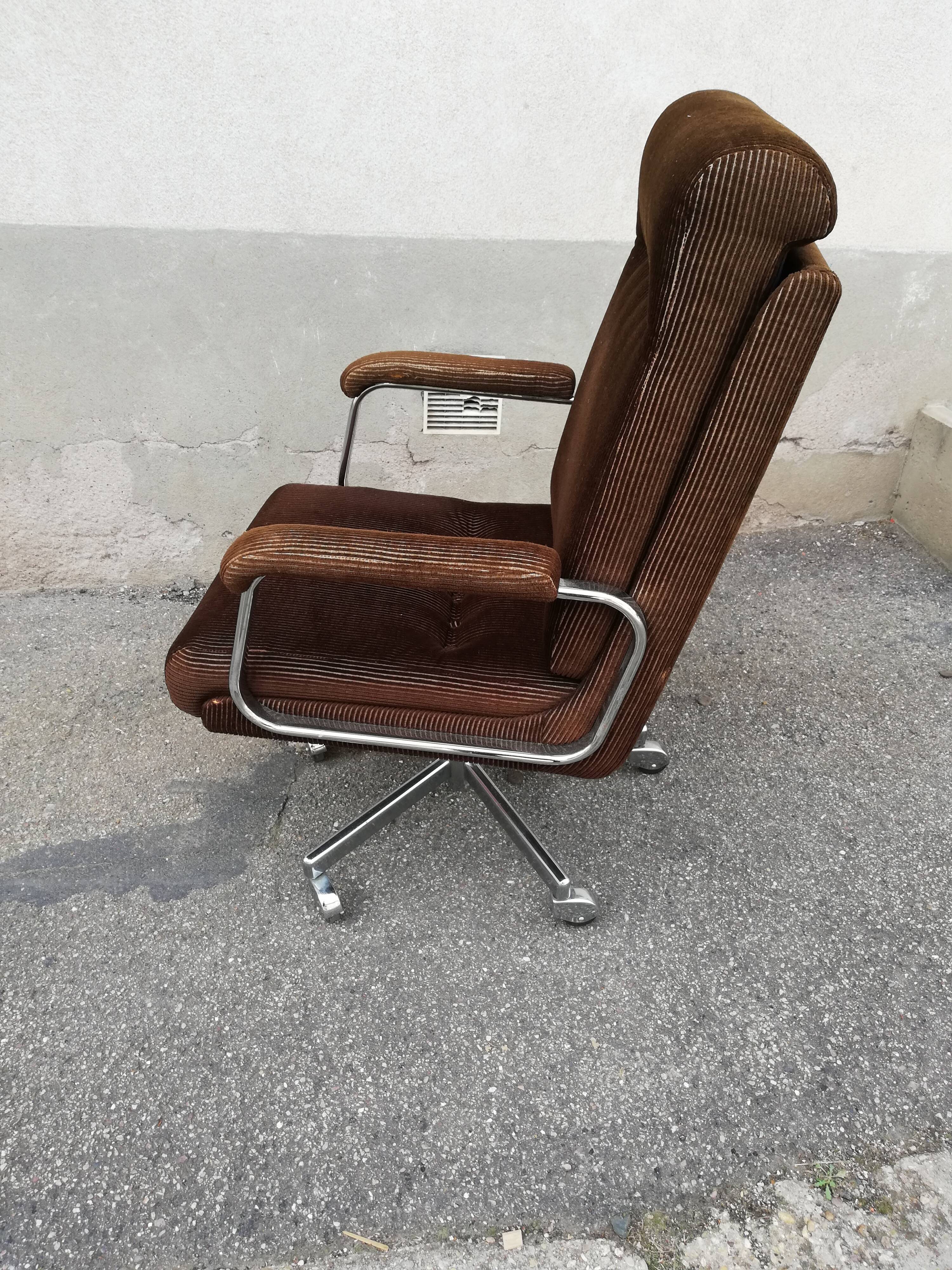 Fauteuil  vintage tissu marron