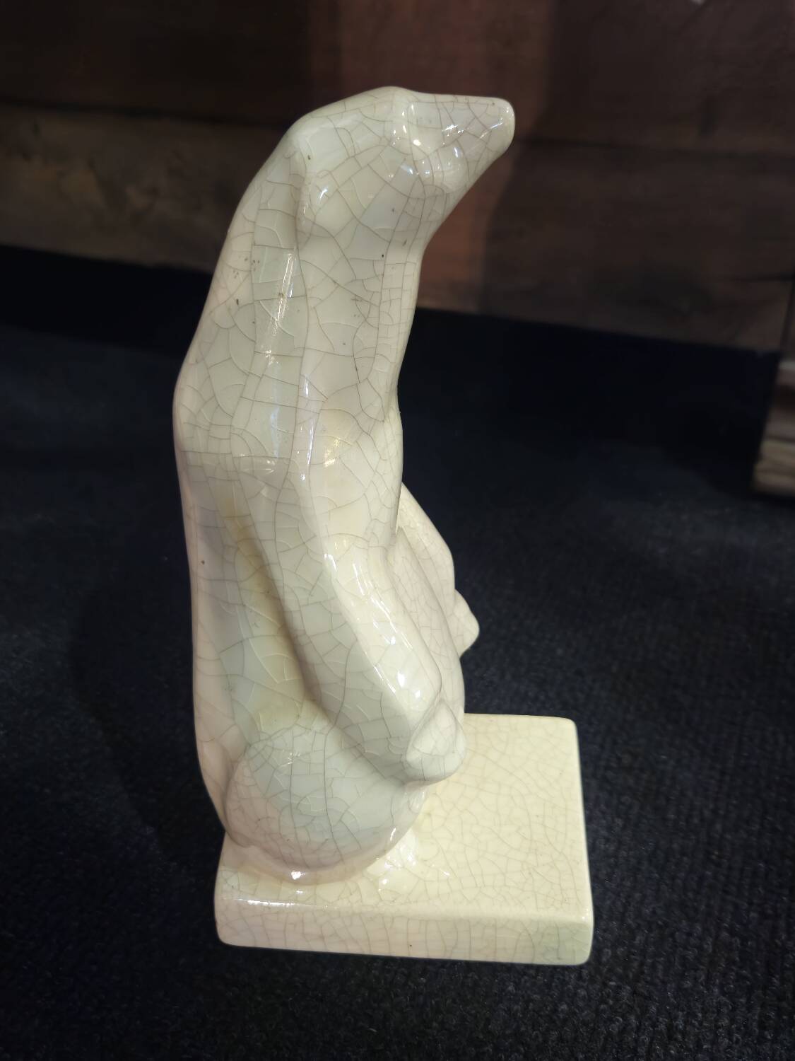 Art Deco Cracked Ceramic Polar Bear Statue