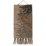 Wall tapestry "heron" in wool with relief, 70s