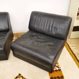 Mid-Century modular sofa in leather by De Sede, Set of 5, 1970s