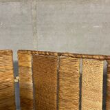 Vintage screen in straw and braided rope