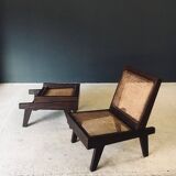 Low Modernist Folding Chairs by Pierre Jeanneret for Chandigarh, India, 1960s, Set of 2