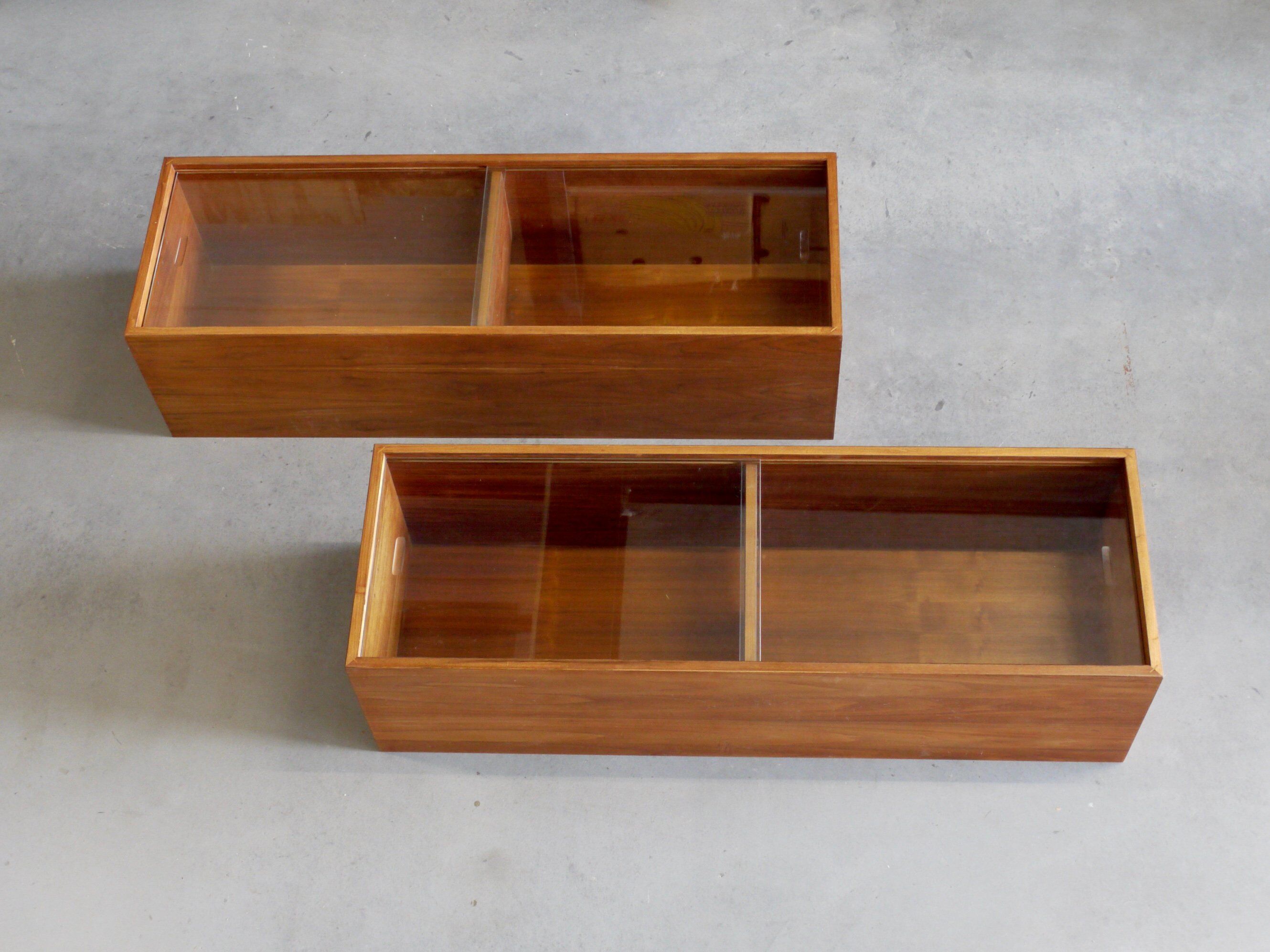 Large Danish Walnut Wall-Mounted Cabinets. 1960s, Set of 2