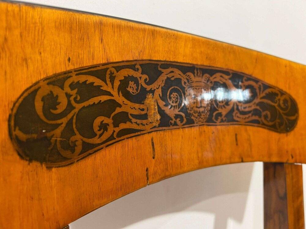 Biedermeier Dining Chair in Cherry Wood and Ink, South Germany, 1820s