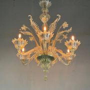 Venetian chandelier in gilded Murano glass, 6 light arms circa 1940