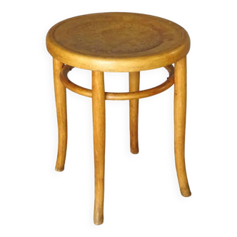 Curved wooden bistro stool with wooden seat 1920