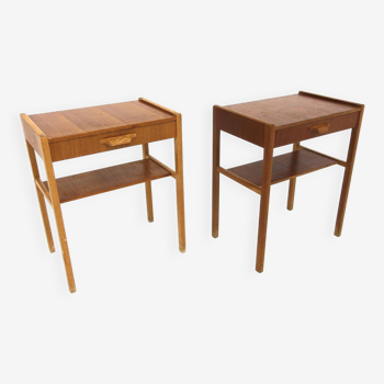 Set of 2 teak and oak bedside tables, Sweden, 1960