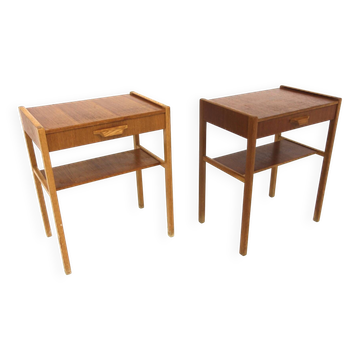 Set of 2 teak and oak bedside tables, Sweden, 1960