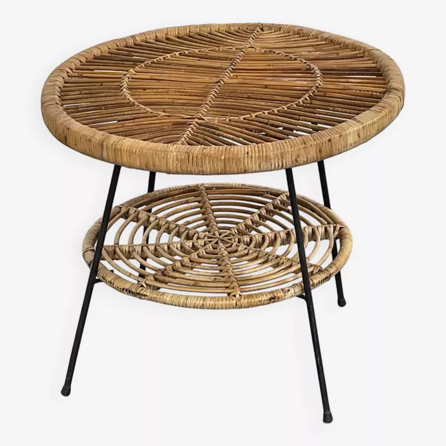 Rattan side table