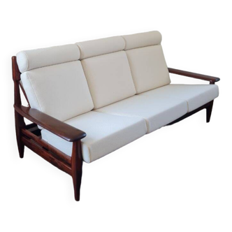 Reupholstered Mid Century High Back Sofa