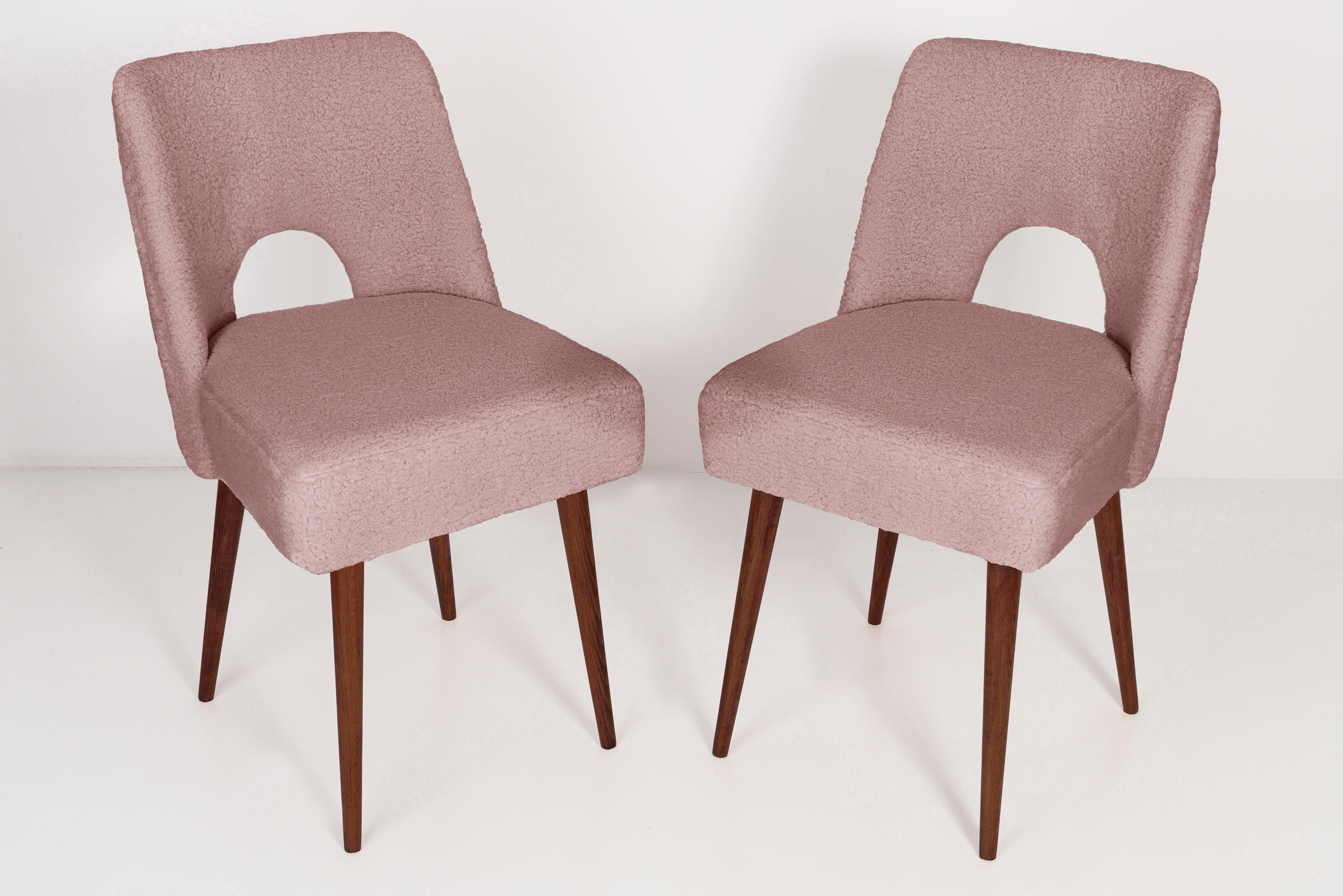 Shell chair in pink boucle, 1960s