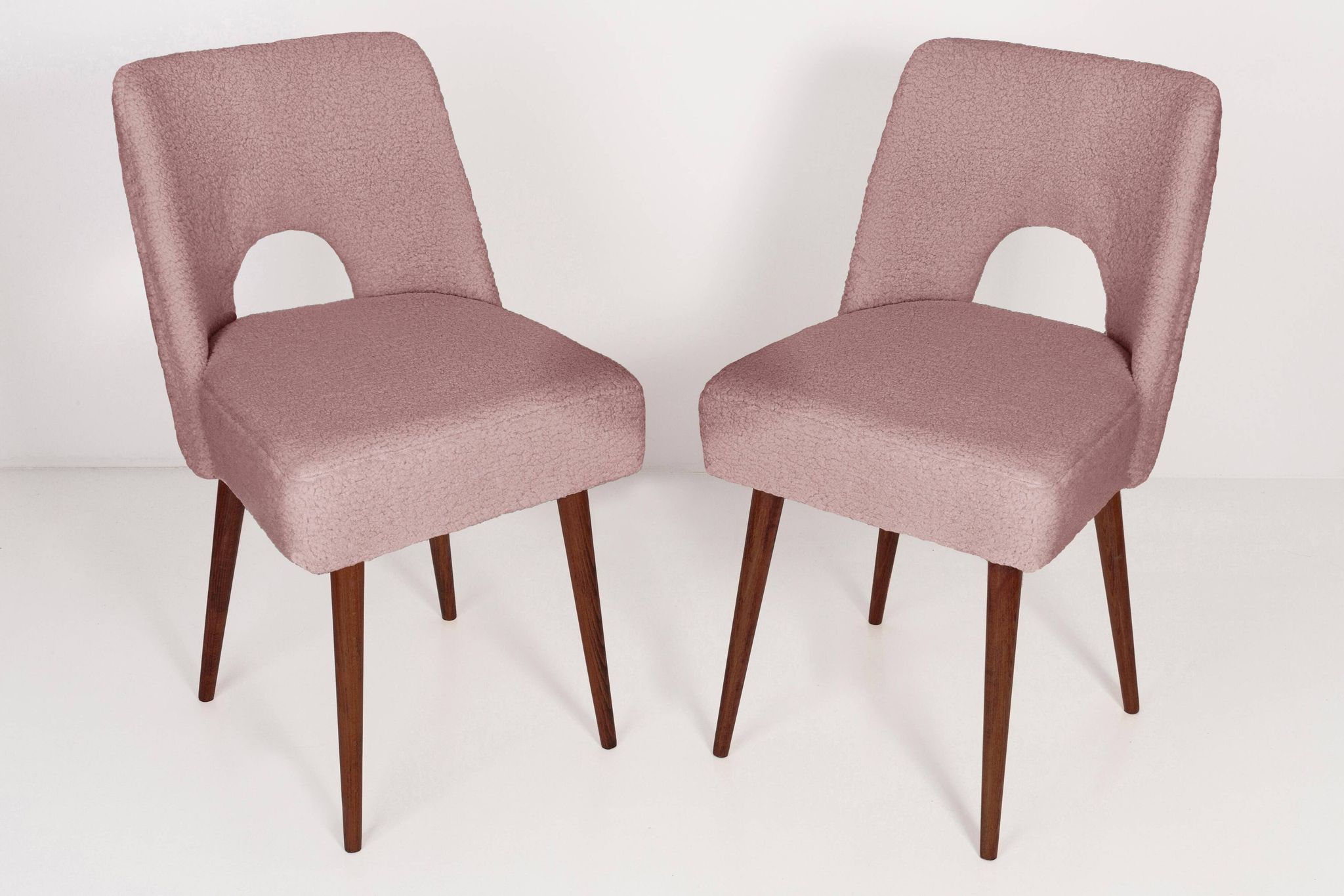 Chaise coquille en bouclé rose, années 1960