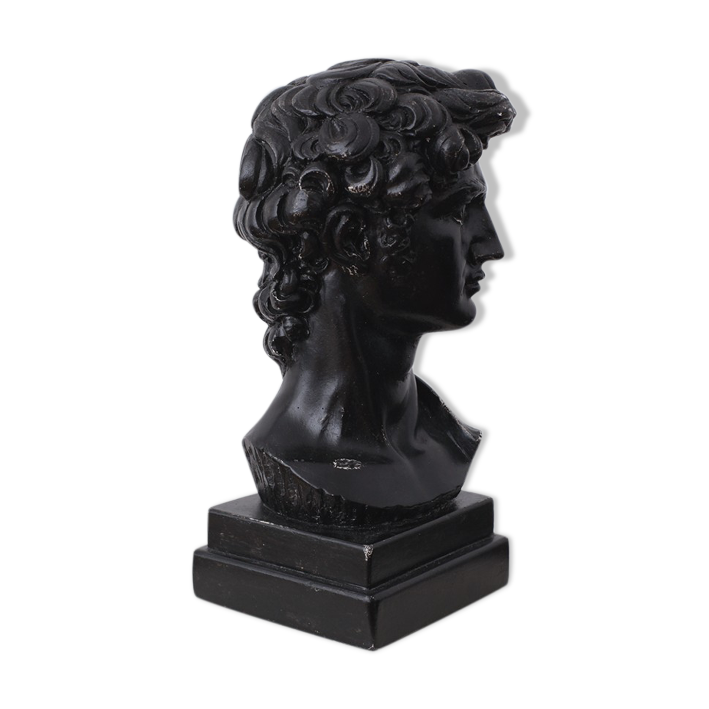 David head in black waxed plaster