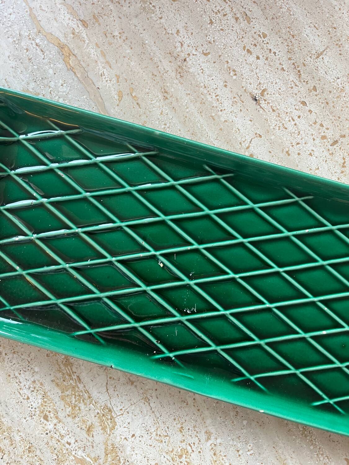 Vintage dark green ceramic plate