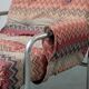 Pair of vintage metal armchairs with multicolour fabric – 1970s