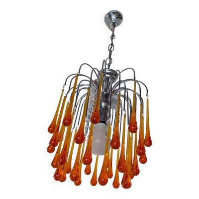 Lustre paolo venini , murano 70 à grandes gouttes