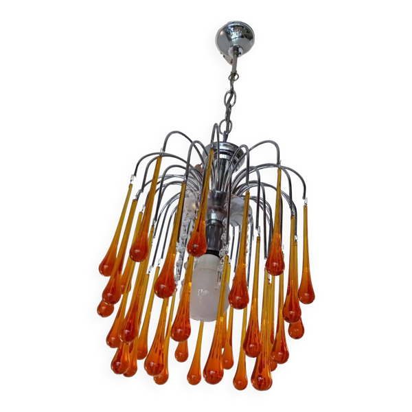 Lustre paolo venini , murano 70 à grandes gouttes
