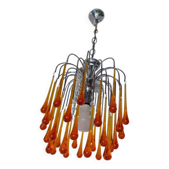 Paolo venini chandelier, murano 70 with large drops