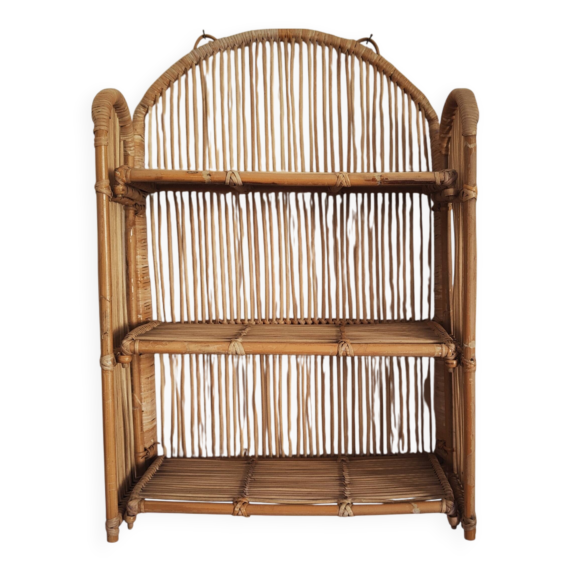 Rattan wall shelf