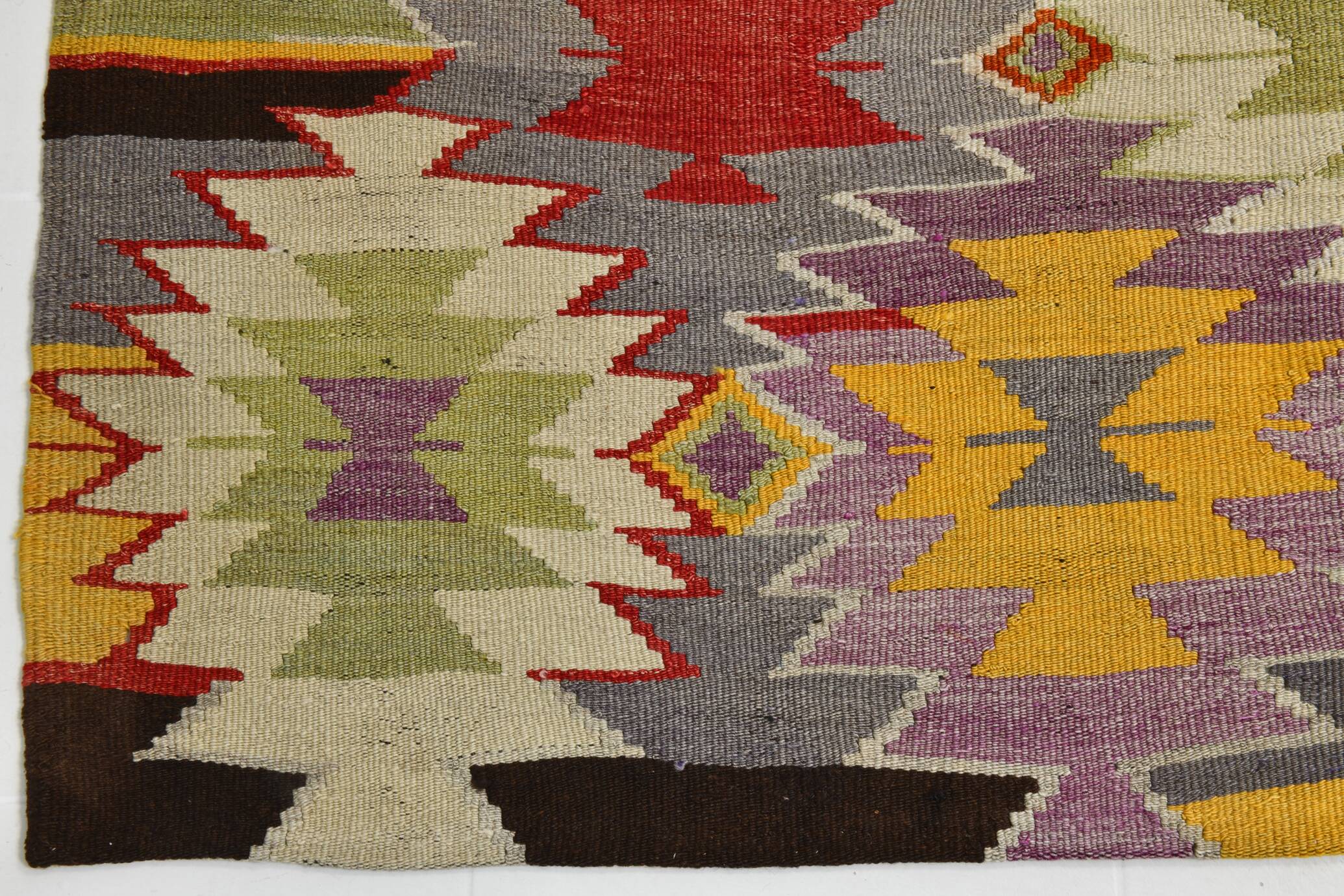 6x10 Tapis Kilim Turc Laine Fait Main, Style Bohème, Motifs Géométriques,