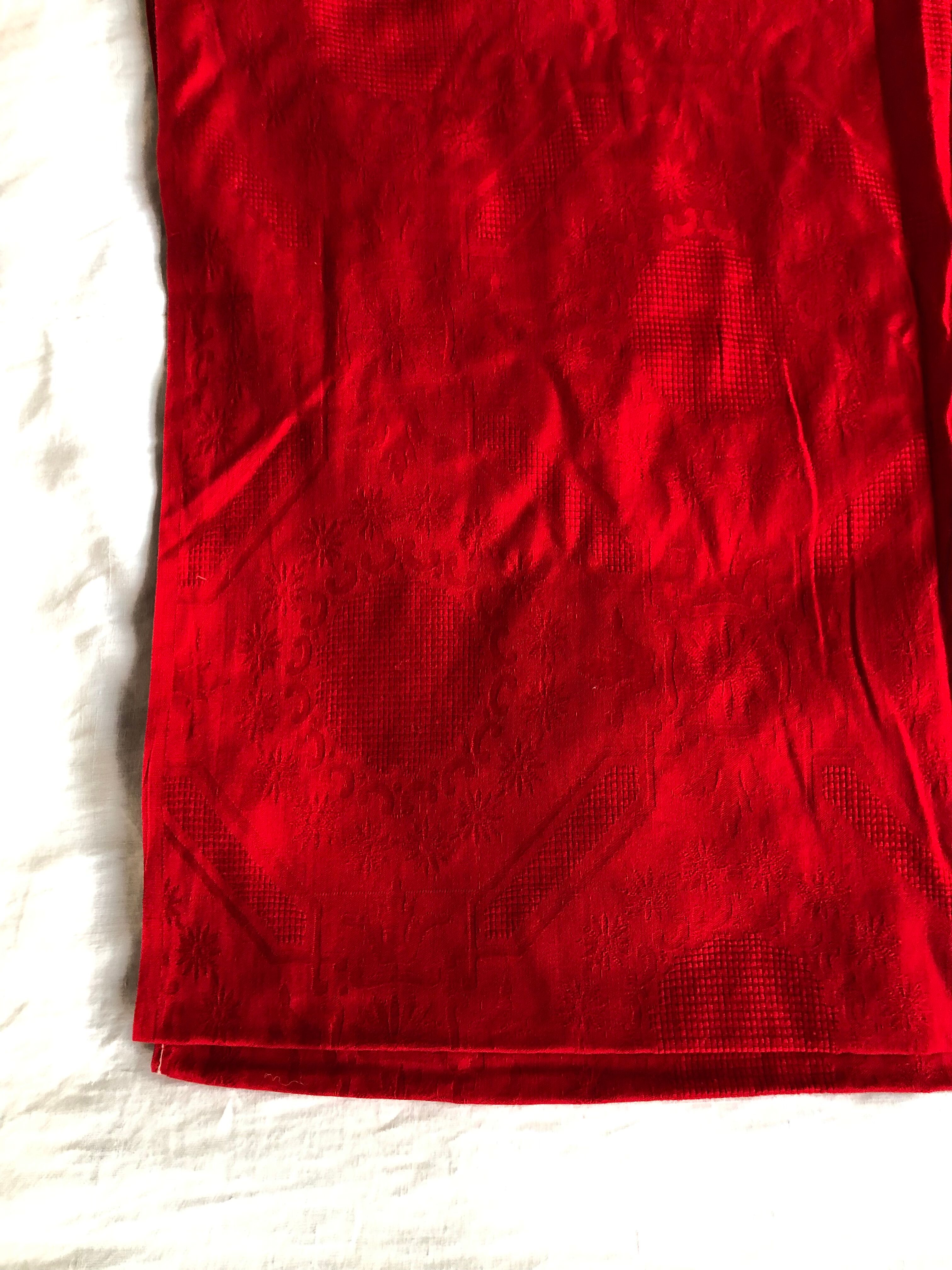 Old red tablecloth