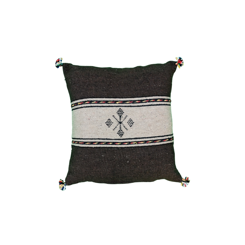 Coussin berbère chocolat et beige