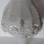 lampe en albâtre avec abajour en crochet