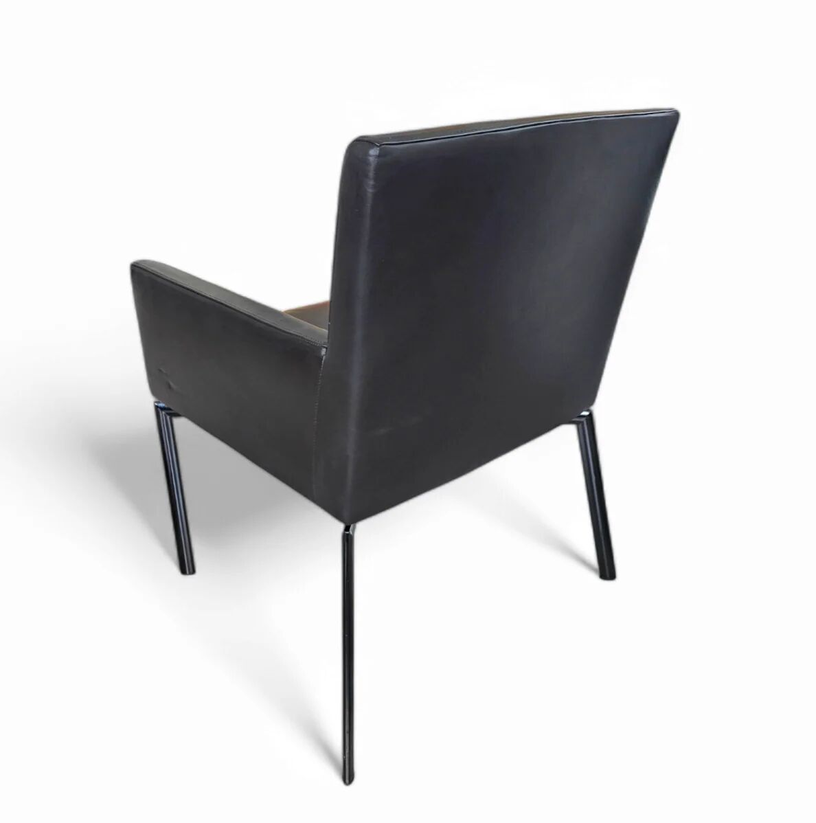 2 x Manet Minotti arm chairs 1990s / dark brown leather / chrome height 83