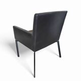 2 x Manet Minotti arm chairs 1990s / dark brown leather / chrome height 83