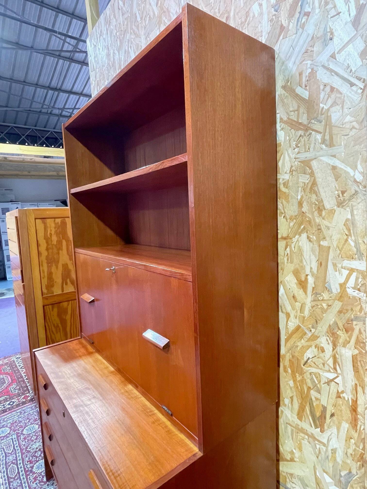 Commode bibliothèque bar scandinave en teck vintage années 60