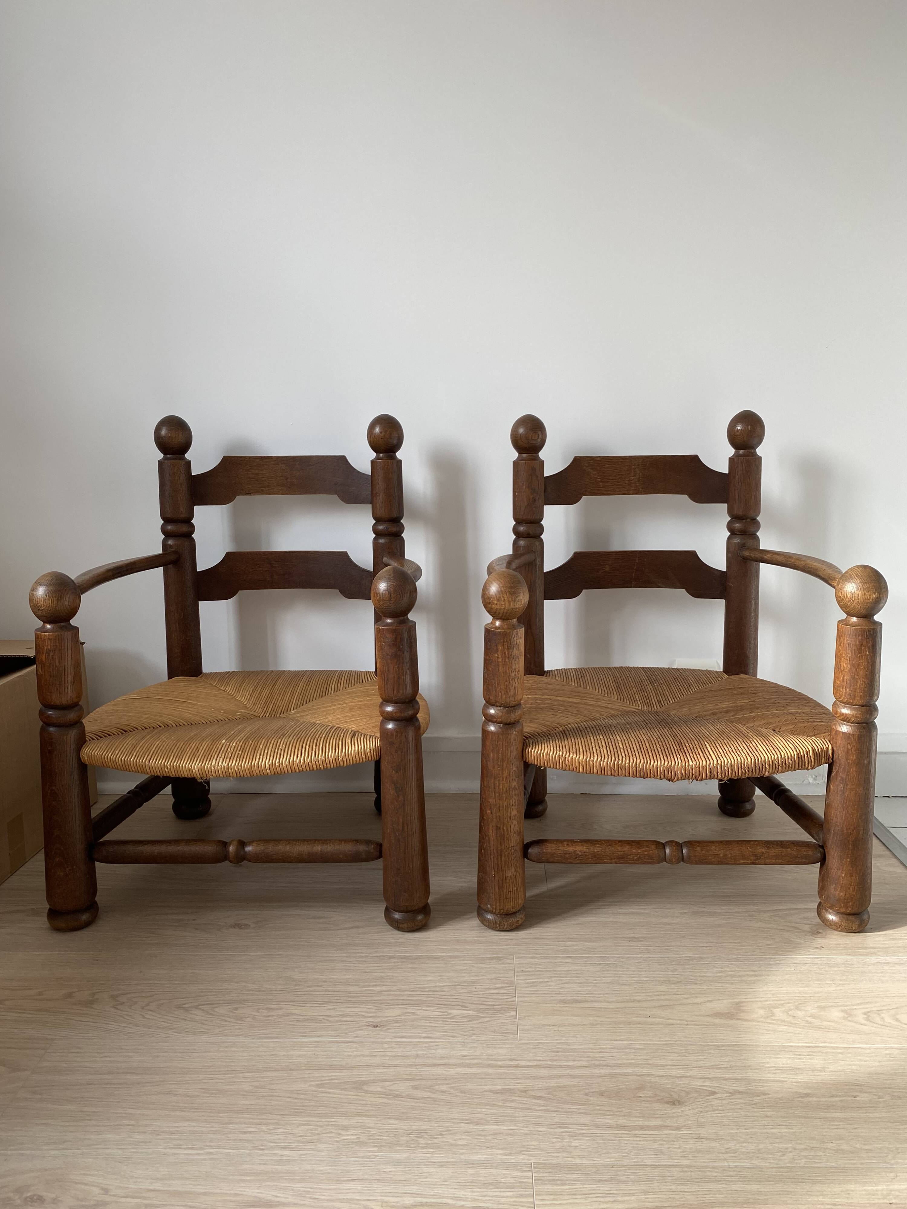 Pair of low armchairs in the Dudouyt style