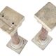 Pair of Brocatelle marble columns and stone with Corinthian capitals.