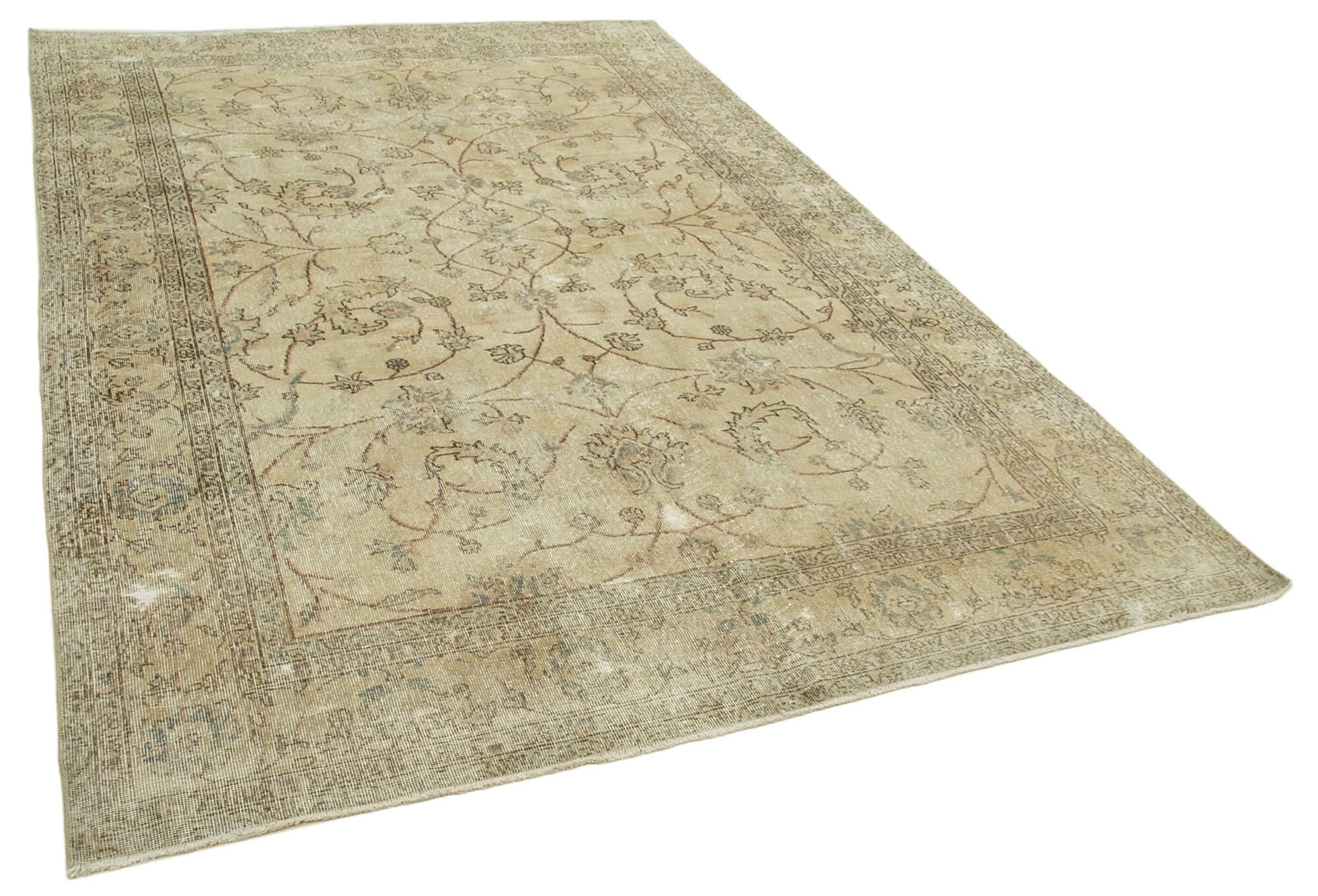 Handmade decorative oriental beige carpet 200 cm x 305 cm