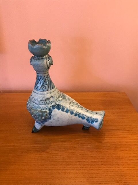 Ccandleholder in blue ceramics