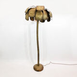 Brutalist brass palm tree floor lamp Hollywood Regency 1970s